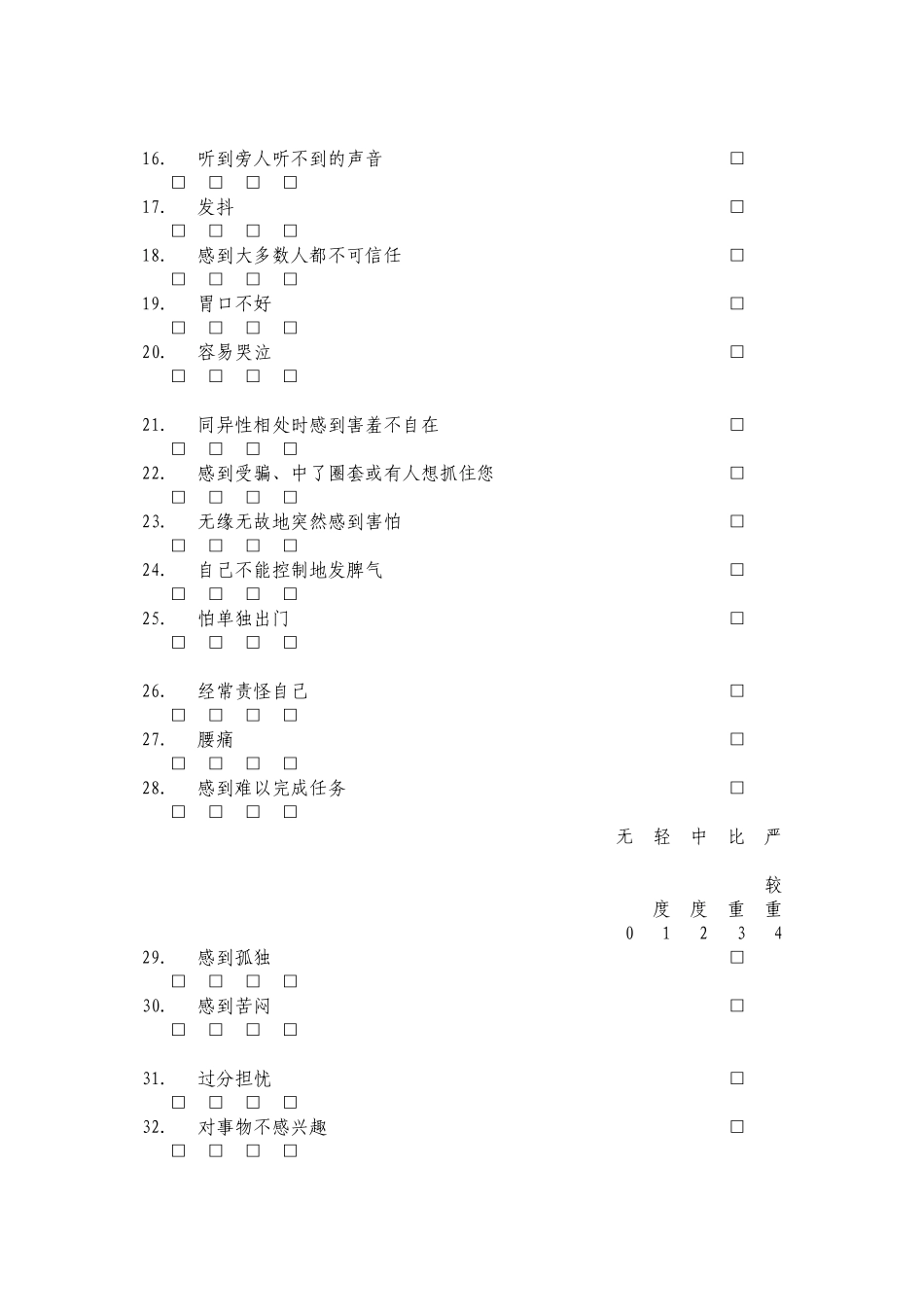 SCL-90问卷-评分标准-得分解释_第2页