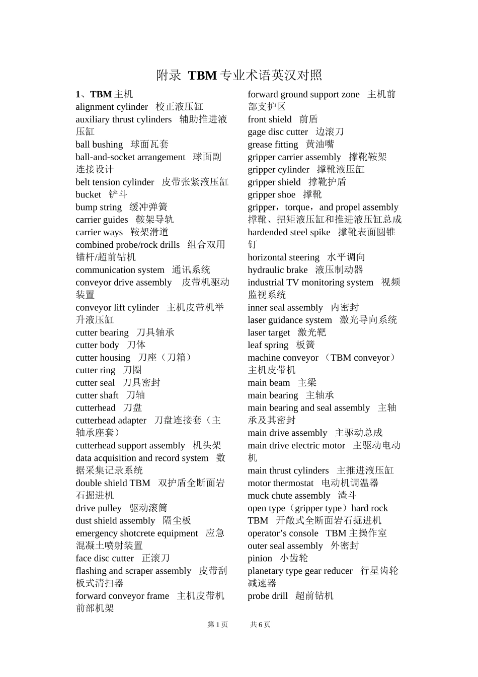 TBM专业术语英汉对照1_第1页