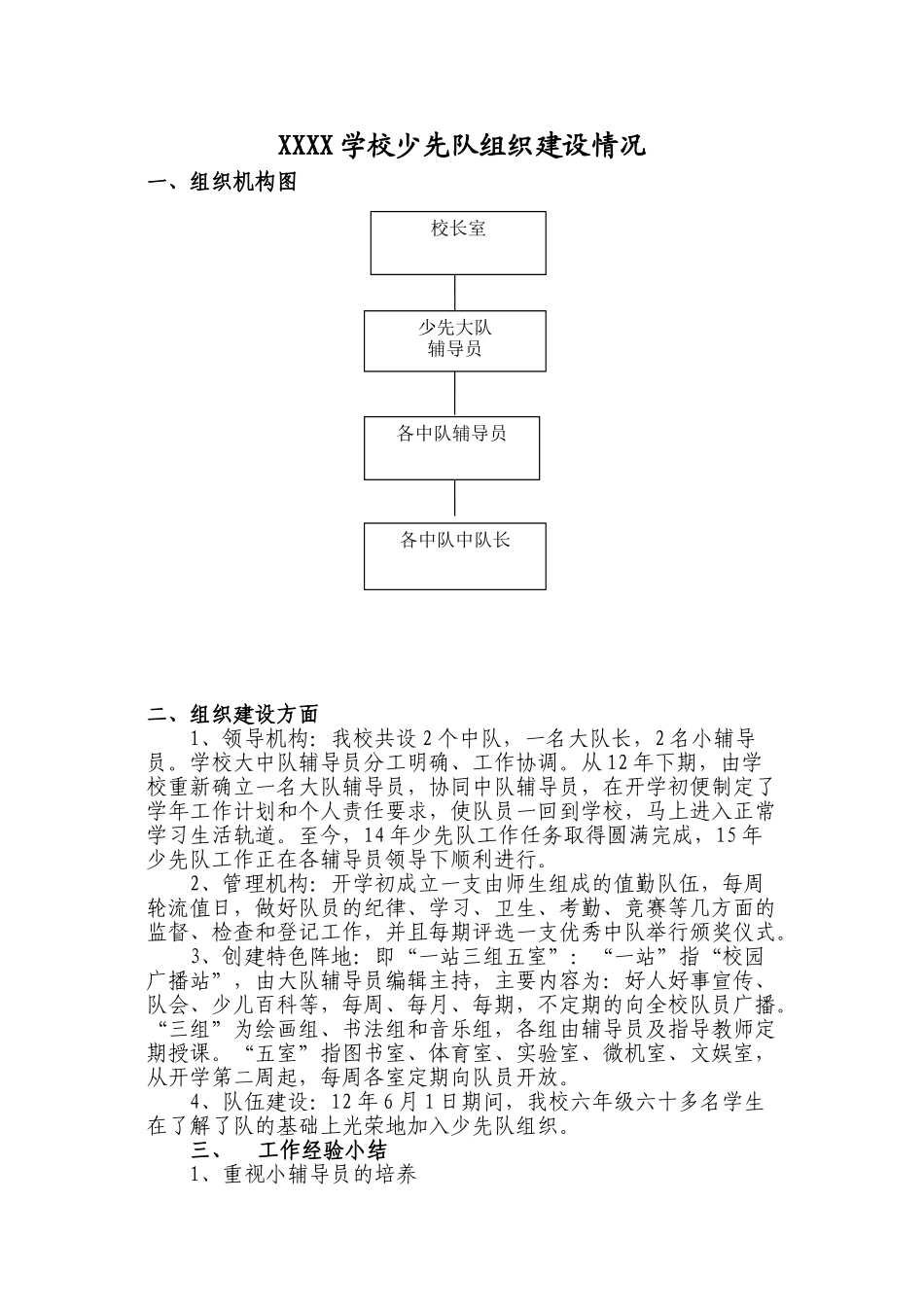 XXX学校少先队组织建设情况_第1页