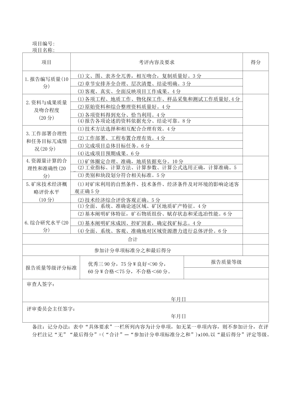 常用勘查报告质量等级评分表_第2页
