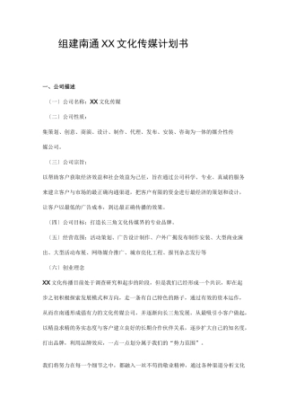 文化传媒有限公司计划书