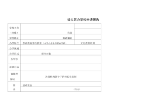 设立民办学校申请报告