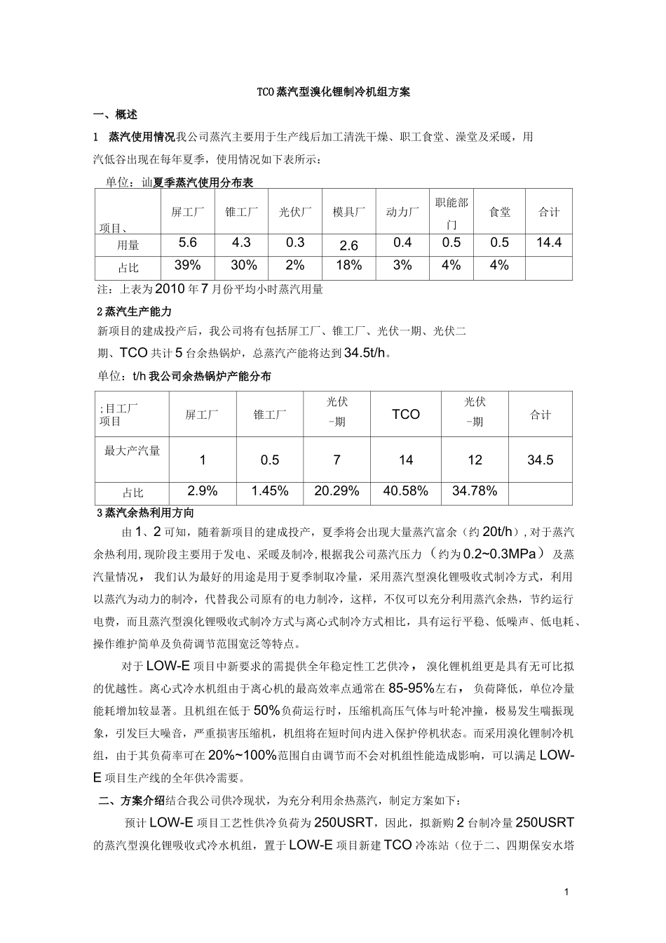 TCO蒸汽型溴化锂制冷机组方案_第1页