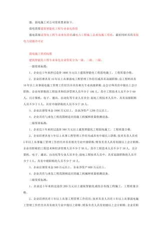 强、弱电施工对公司资质要求