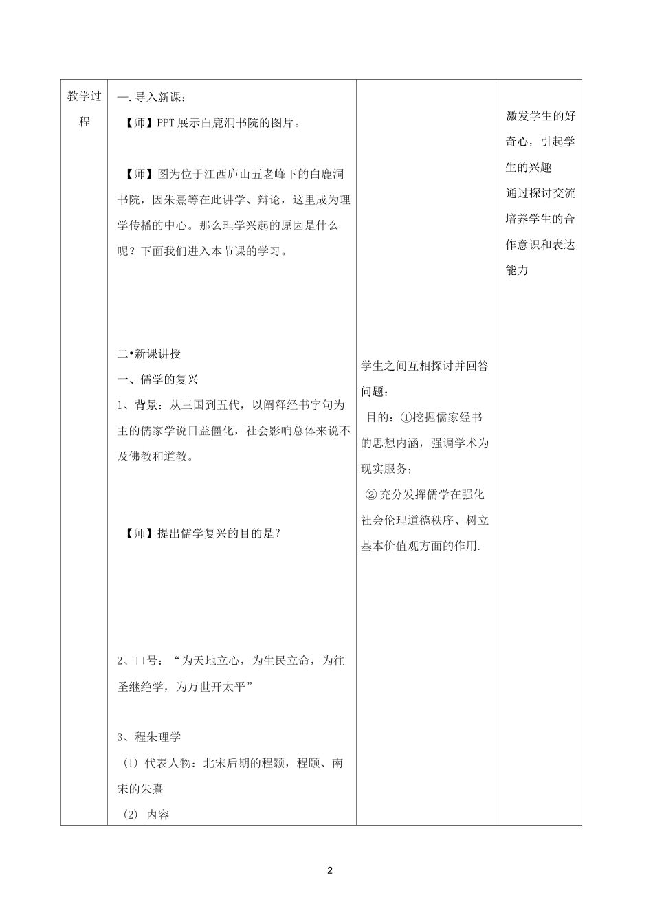 高中历史 第12课 辽宋夏金元的文化教案 新人教版必修《中外历史纲要(上)》_第2页