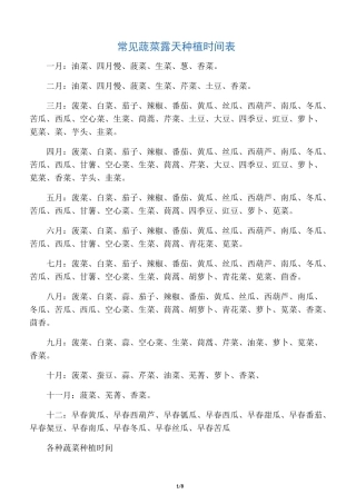 北方地区常见蔬菜种植时间表