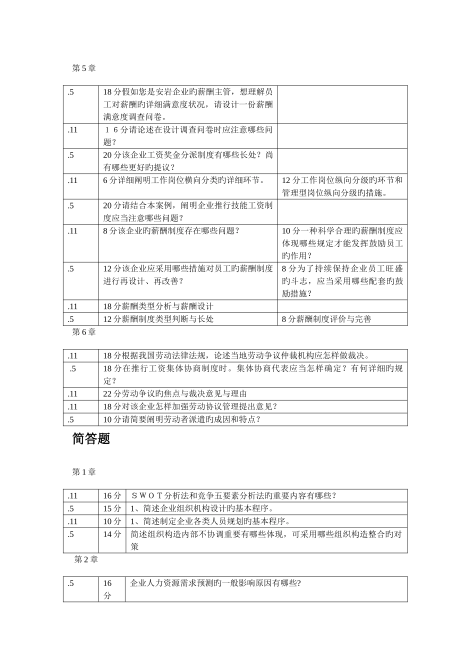 2025年企业人力资源管理师二级历年主观试题汇总_第3页