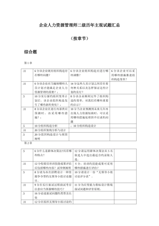 2025年企业人力资源管理师二级历年主观试题汇总
