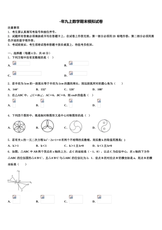 2025年安徽省宿州数学九年级上册期末学业水平测试模拟试题含解析