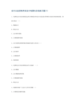 2025年会计从业资格考试会计电算化多选练习题汇总