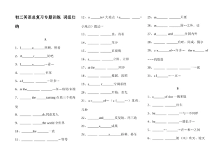 2025年仁爱版初三英语总复习专题训练词组归纳