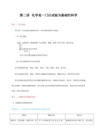 2025年化学是一门以实验为基础的科学知识点例题课后作业