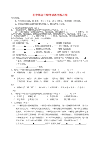 2025年初中毕业升学考试语文练习卷