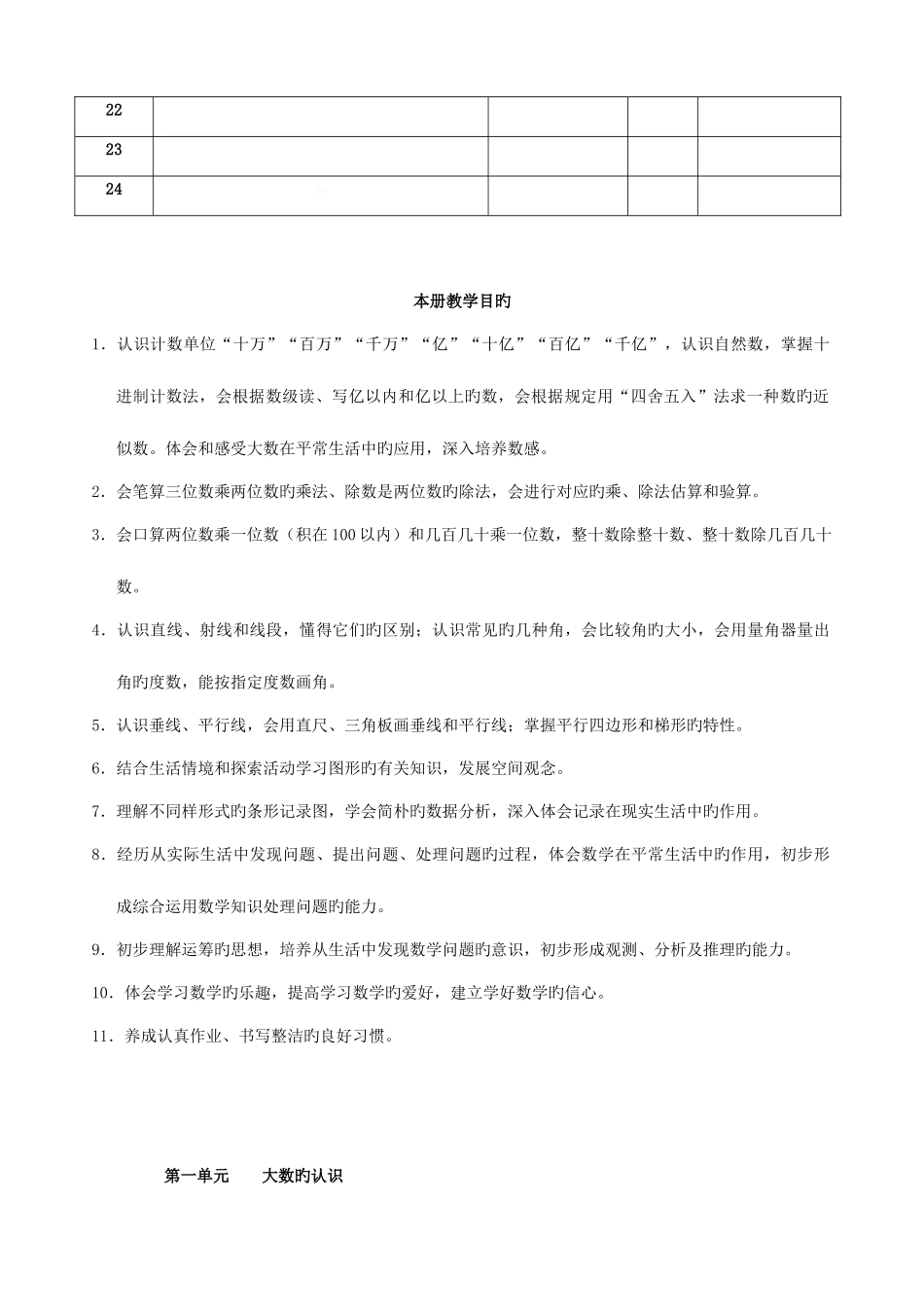 2025年人教版四年级上册数学全册教案表格式_第3页