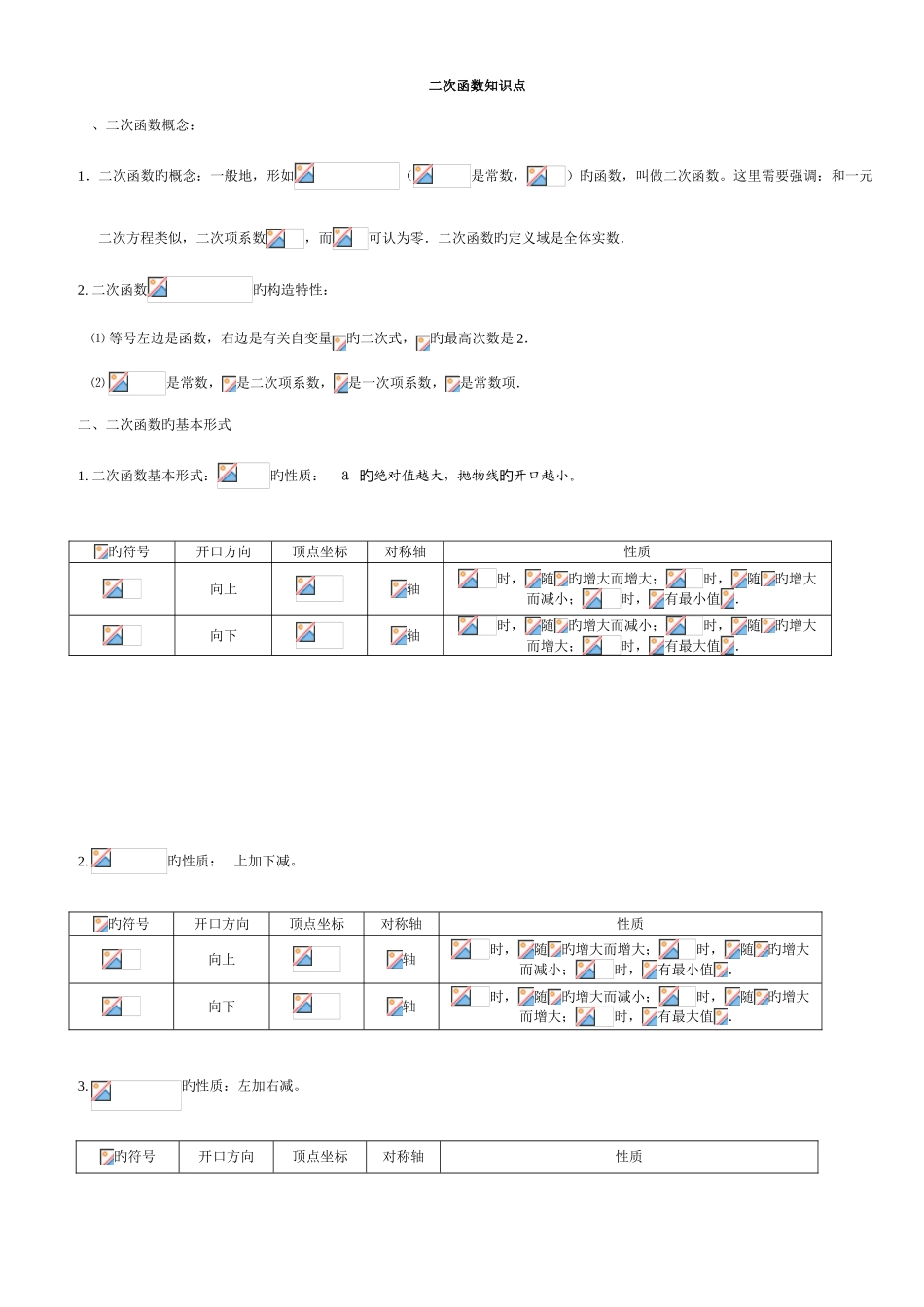 2025年初中二次函数知识点总结_第1页