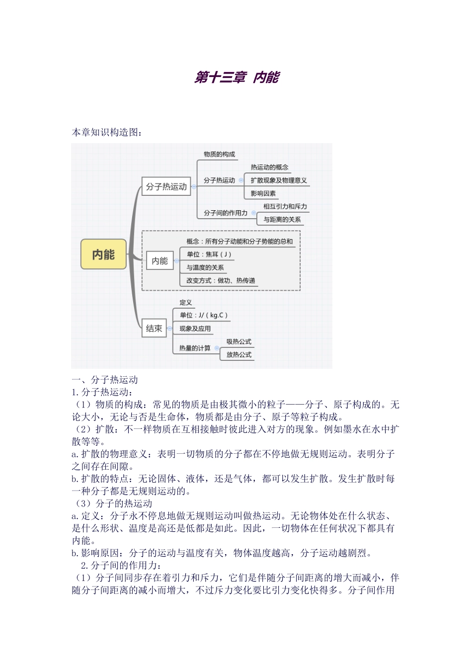 2025年九年级物理各章节知识点总结_第1页