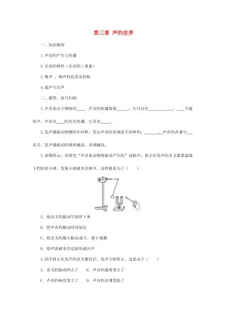 2025年八年级物理全册声的世界学案新版沪科版