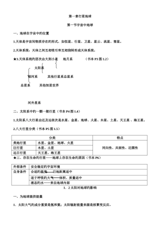 2025年人教版高一地理必修一知识点总结