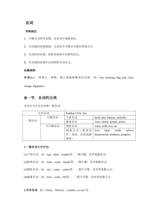 2025年中考英语之名词知识点详解及练习
