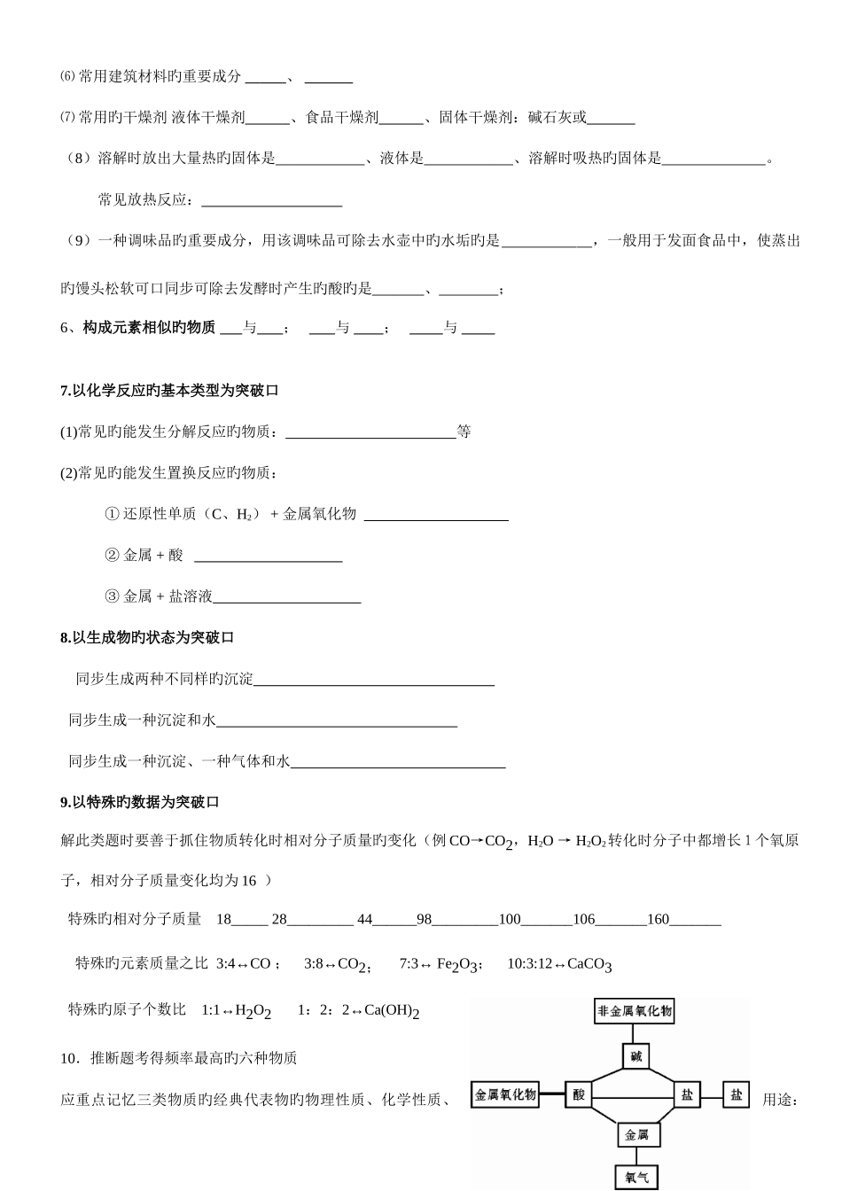 2025年中考化学推断题技巧整理和题型归纳大全_第3页