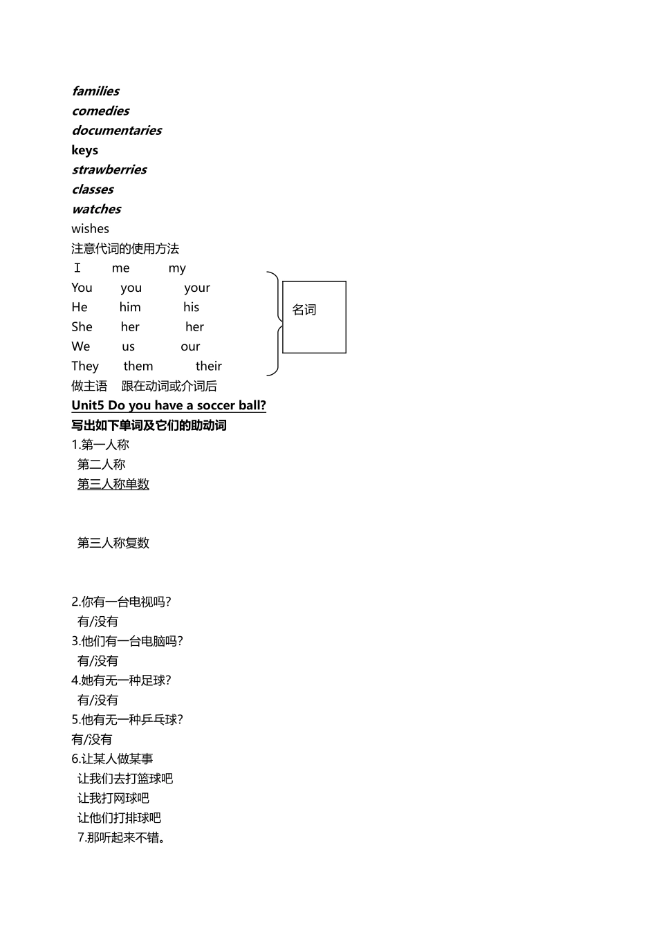 2025年第一学期人教版新目标七年级英语上册期末复习知识点_第3页