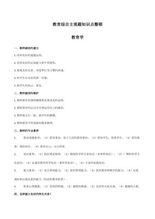 2025年中小学教师招考教综主观题整理