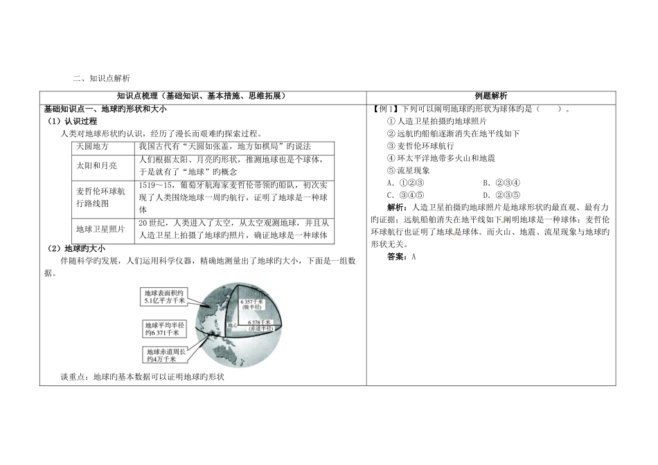 2025年七年级地理上册地球和地球仪思维导图及知识点解析_第2页