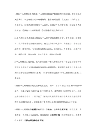 2025年个人理财考试重点归纳