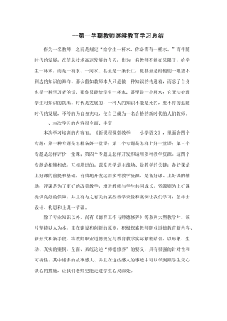 2025年教师继续教育学习总结