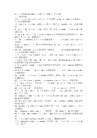 2025年Unit10Youaresupposedtoshakehands知识点及检测题