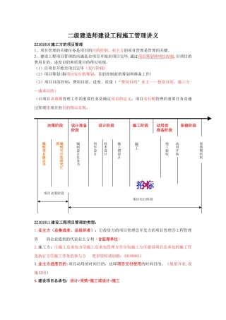 2025年二级建造师施工管理重点笔记整理版施工方案