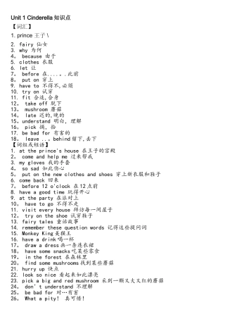 2025年Unit1Cinderella知识点