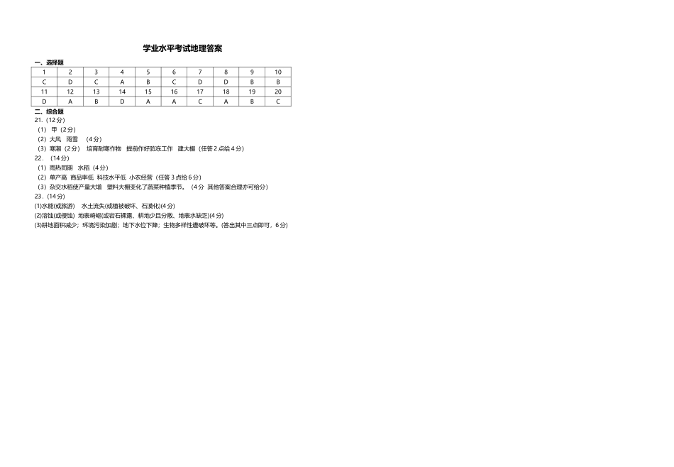 2025年高中地理学业水平考试试题_第2页