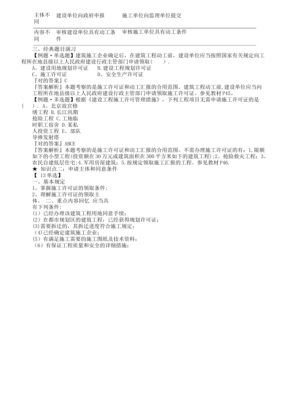 2025年二建法规第二章施工许可法律制度知识点总结+例题解析_第2页
