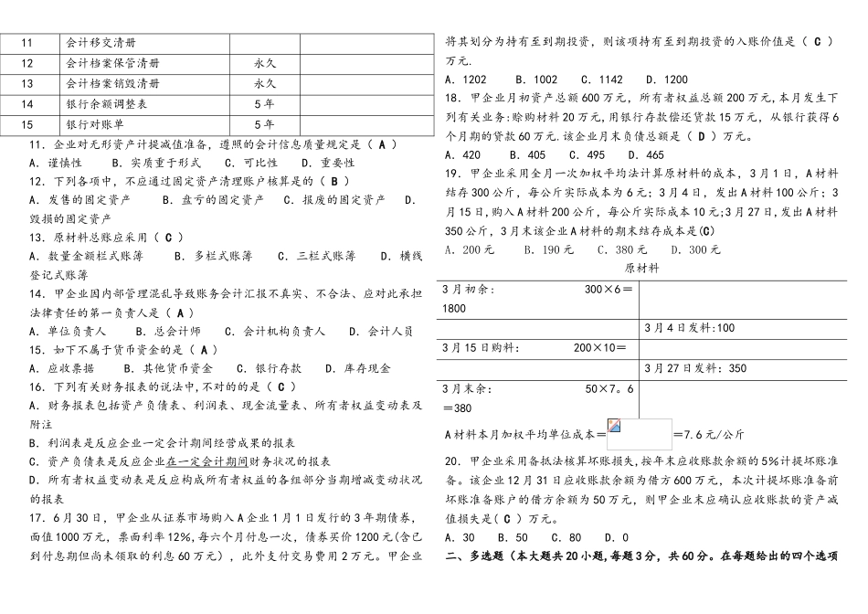 2025年湖南省对口招生考试财会类专业综合知识真题含答案_第2页