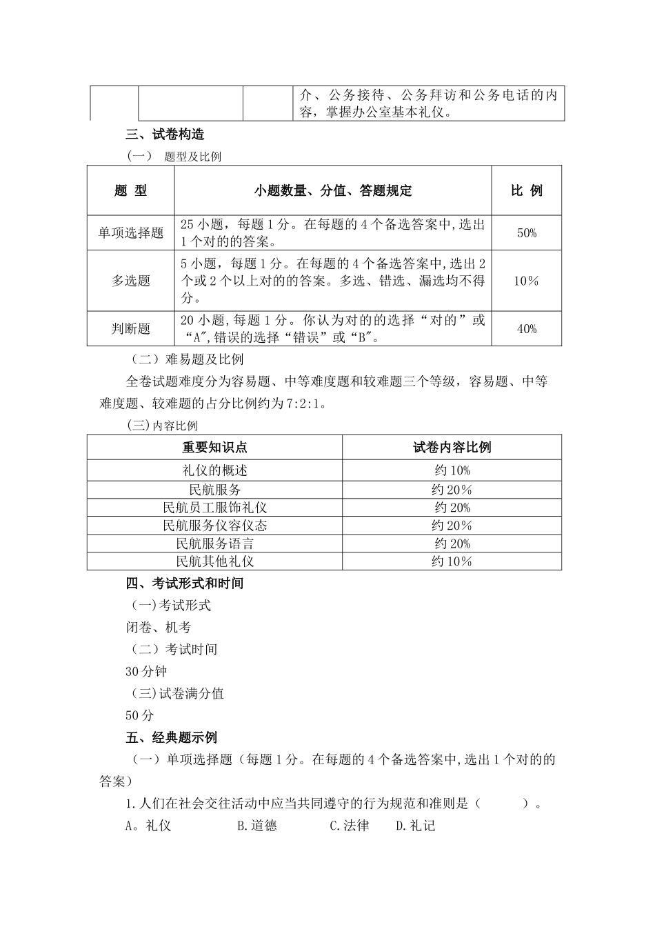 2025年航空服务专业《民航服务礼仪》课程考试大纲_第3页