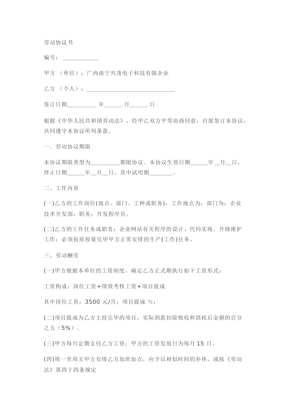 2025年程序员用工合同_第1页