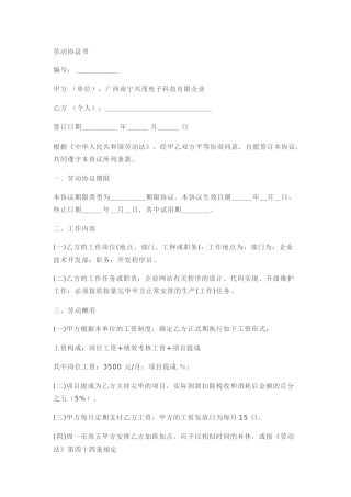 2025年程序员用工合同