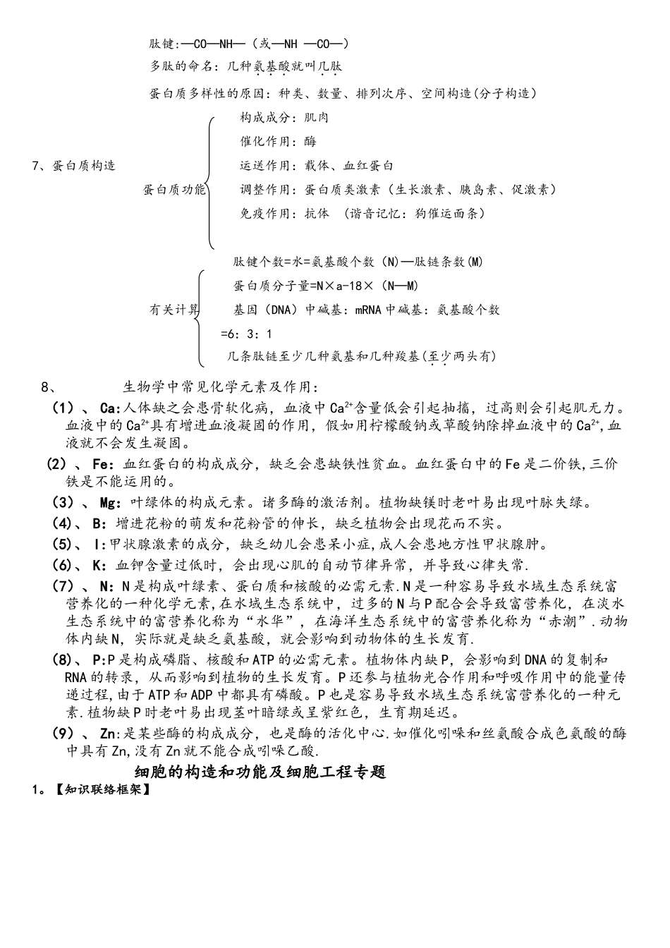 2025年学业水平生物必修一知识框架_第2页