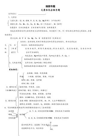 2025年学业水平生物必修一知识框架
