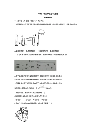 2025年第一学期学业水平测试九年级科学