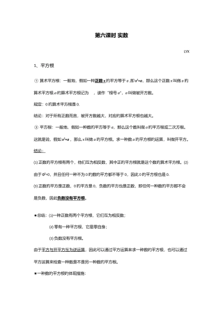 2025年七年级数学实数单元知识点总结以及例题