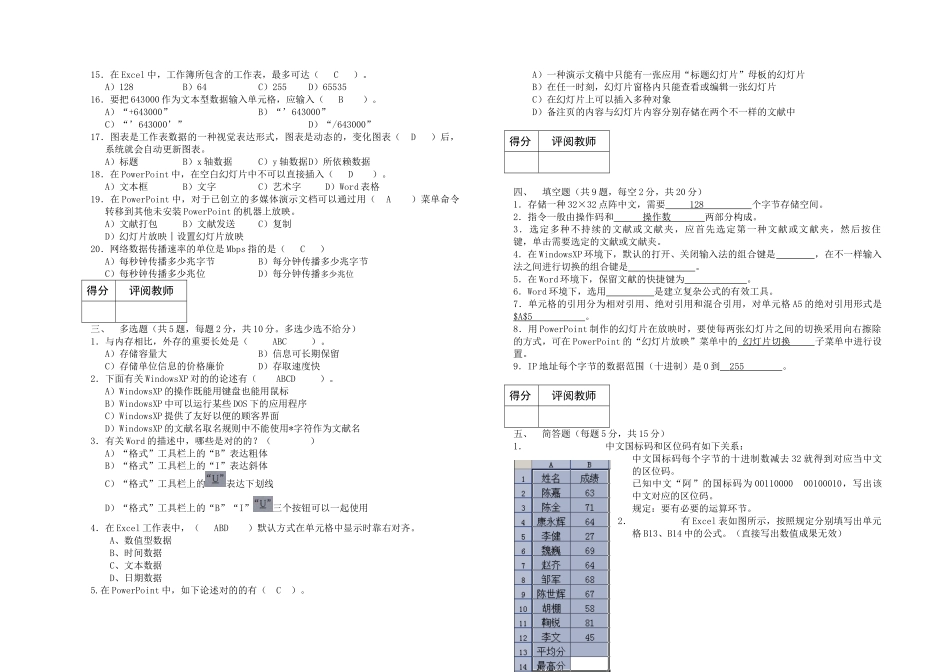 2025年大学计算机基础专升本考试_第2页