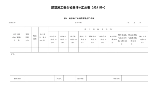 2025年一建知识建筑施工安全检查评分汇总表