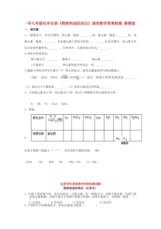 2025年九年级化学全册物质组成的表示课堂教学效果检测鲁教版