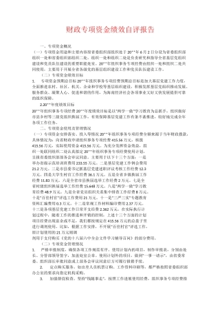 财政专项资金绩效自评报告