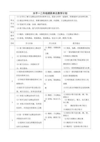 跳跃单元教学计划 教案