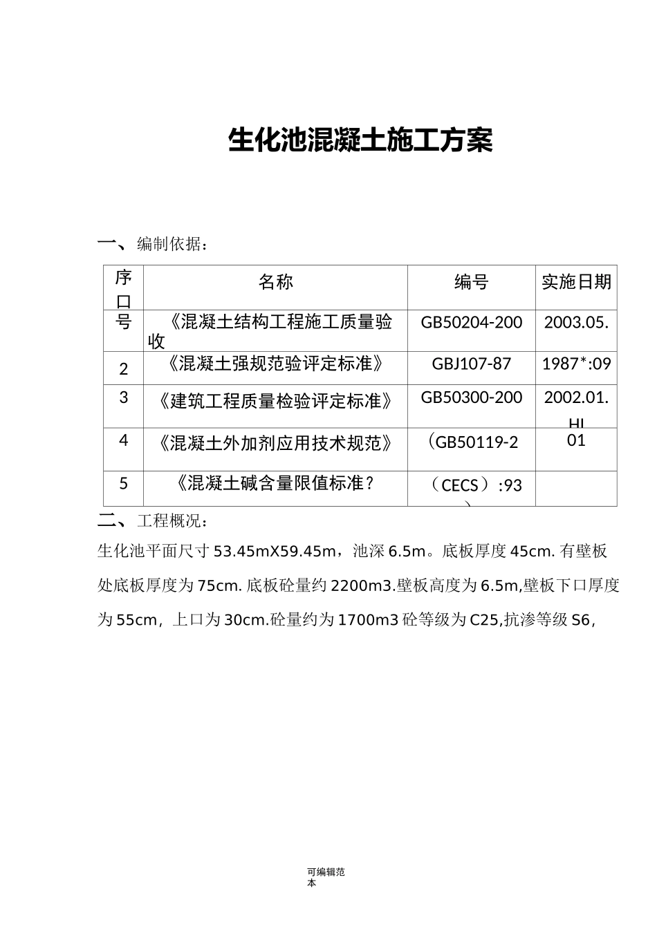 生化池混凝土施工方案_第1页
