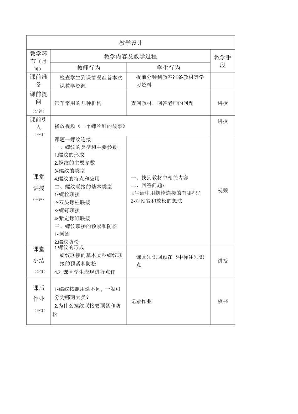 课题一 螺纹连接教案_第1页