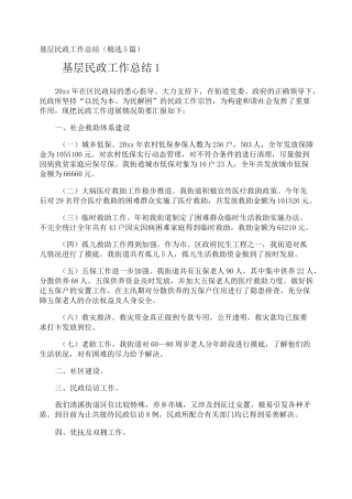 基层民政工作总结